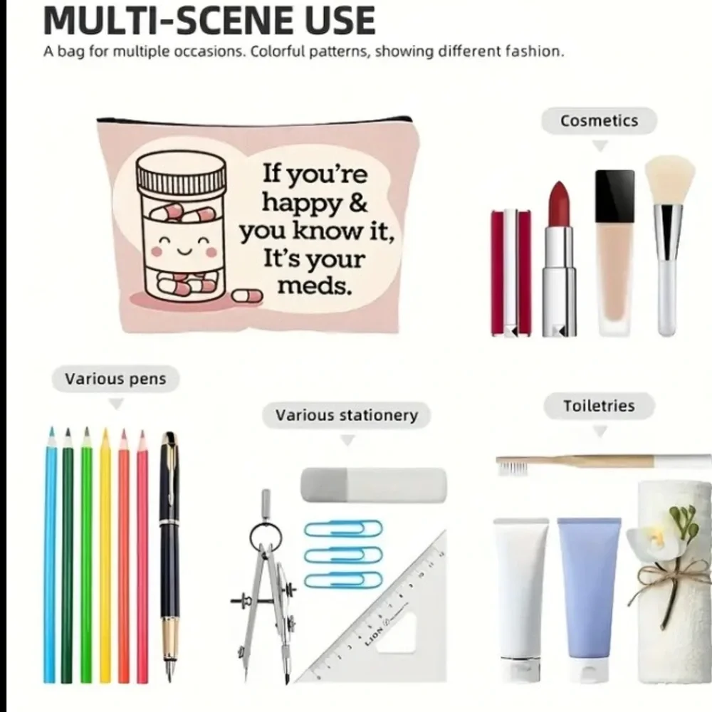 **BUY NOW** "Happy Meds" Fun Cosmetic Bag - Picture 2 of 4